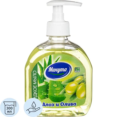 Мыло жидкое Минута Алоэ и олива 300 г с дозатором