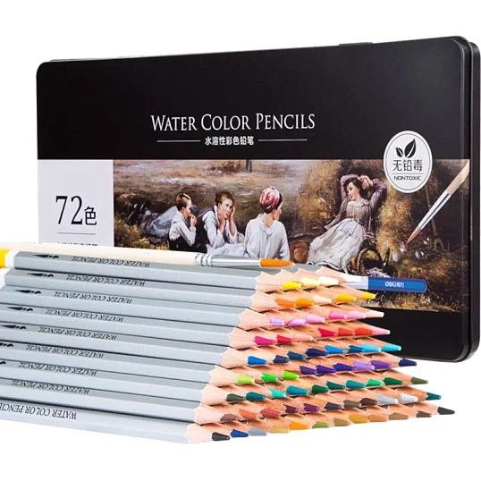 Карандаши акварельные Deli липа 72 цв/наб мет.кор. 6524