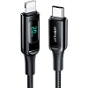 Кабель ACEFAST C6-01 USB-C, Lightning charging с цифровым дисплеем, черный