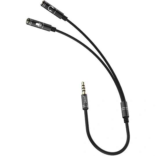 Разветвитель аудио PERO AD08 PREMIUM AUX SPLITTER MIC + SPEAK, черный