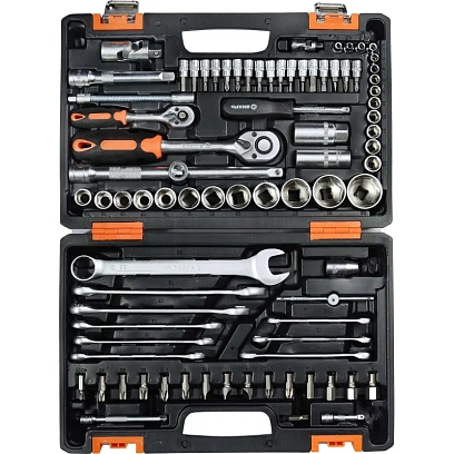 Набор инструмента Вихрь 1/2, 1/4 , CrV, пластик. кейс 82 предм (73/6/7/3)