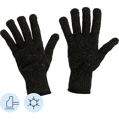 Перчатки защитные трикотажные КОМУС утепленные цв. черный (5 пар/уп)