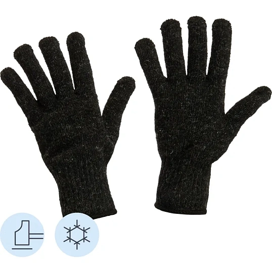 Перчатки защитные трикотажные КОМУС утепленные цв. черный (5 пар/уп)