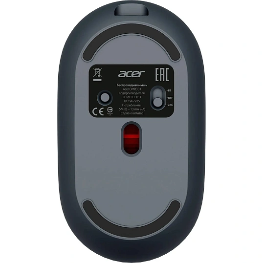 Мышь компьютерная Acer OMR301 1600dpi/беспроводная/BT/Radio/USB/черный