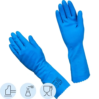 Перчатки защитные латекс КЩС Gward SL1 цв.синий р.7 (12 пар/уп)