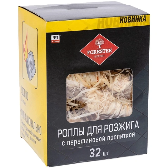 Роллы для розжига с парафиновой пропиткой Forester, 32 шт, BC-937