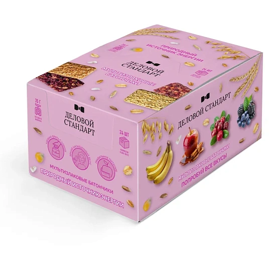 Батончик мюсли мультизлаковый Деловой Стандарт с бананом 35г 24шт/уп