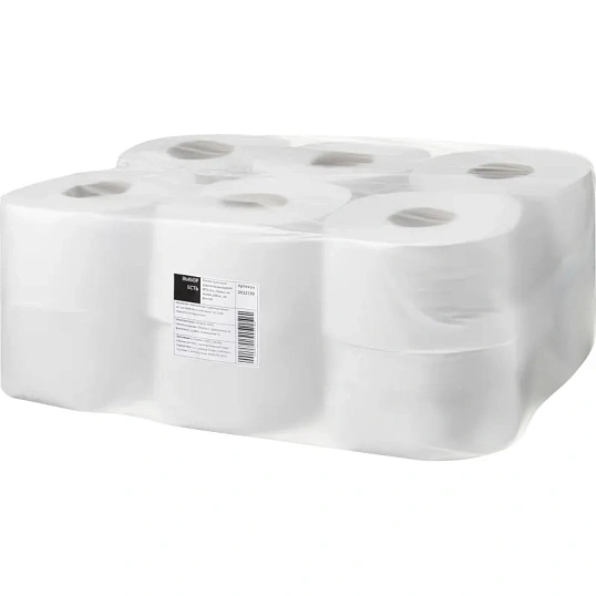 Бумага туалетная д/дисп Выбор Есть 1сл бел втор на втул 200м 12рул/уп