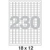 Этикетки самоклеящиеся 18х12 мм/230шт. на листе А4 (25л