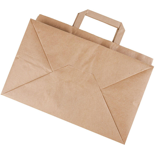Пакет бумажный 320х200х220мм, 70 гр/м2,с плоскими ручками,крафт,300 шт/уп