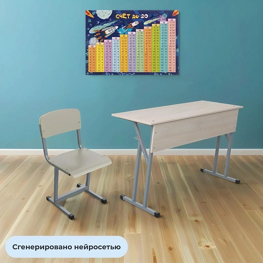 Парта MET_Комус Мебель стол ученический 2-местный 6р.г.дуб шамони св./сер