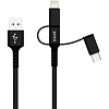 Кабель USB PERO DC-06 3 in 1 (Lightning/micro USB/Type-C), 3А, 1м, черный