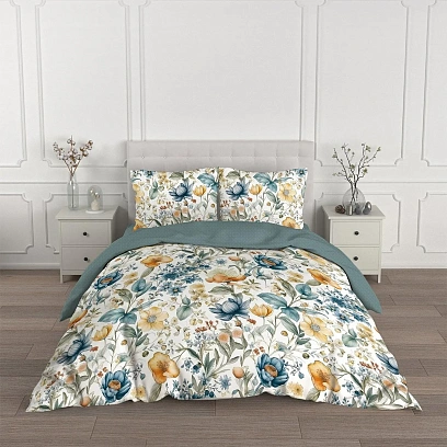 Постельное белье 1.5сп сатин (нав70х70) м101.21.04SТрис.7011-1+7011а-1Альда