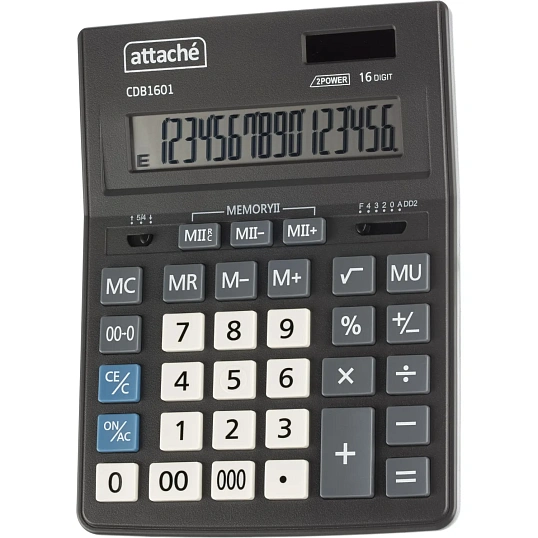 Калькулятор настольный Attache CDB1601-BK 16-разрядный черный 205x155x35 мм
