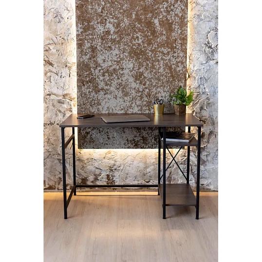 Стол компьютерный TI_Комус Онега 5/600Х1100 мет чер/ЛДСП ясень анкор темн