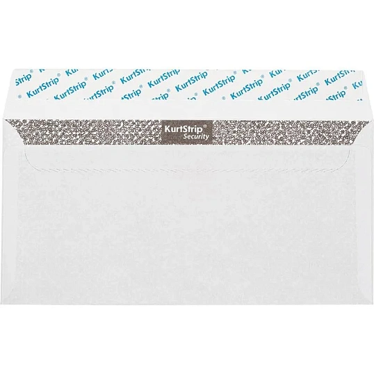 Конверт белый E65 стрип security 110х220 80г КОМУС 50шт/ уп