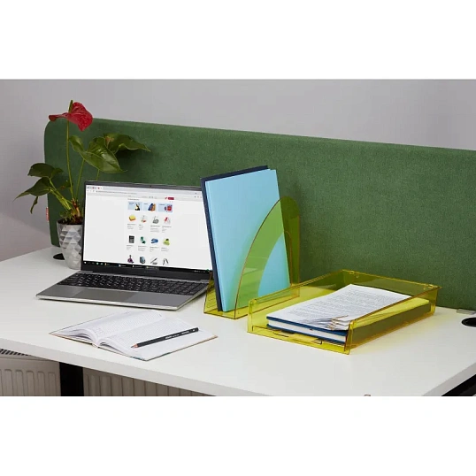 Лоток горизонтальный Attache Bright Colours решетчатый прозрачный желтый