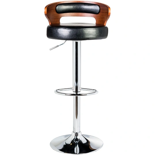 Стул барный LO_DOBRIN FRED LMZ-1018-N черный/коричневое дерево,хром 2шт/уп