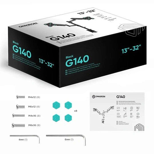 Кронштейн Onkron G140, TV 13-32, для 2-ух мон, настольный, чер