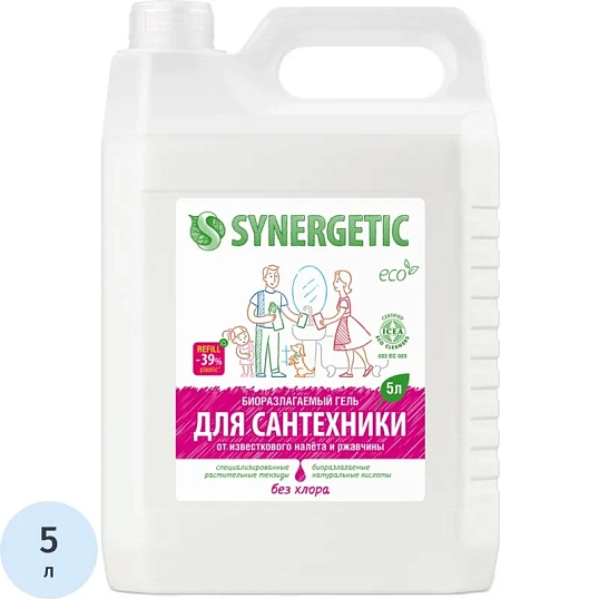 Средство для сантехники Synergetic концентрированное, без хлора 5л