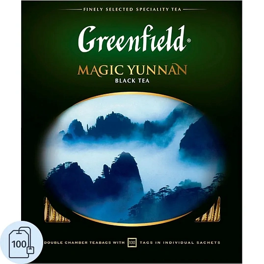Чай Greenfield Magic Yunnan черн.фольгир 100 пак/уп, 0583-09