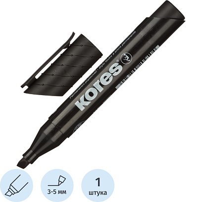 Маркер перманентный KORES чёрный 3-5 мм скошенный наконечник 20950