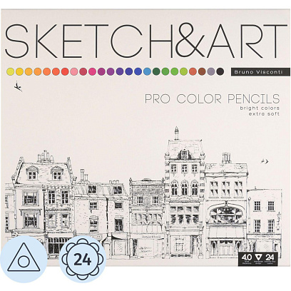 Карандаши цветные для скетч SKETCH&ART 24 цв в мет коробке 30-0042