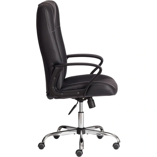 Кресло UT_Easy Chair Boston хром, (черн. подлок), кож/зам, черный, 36-6