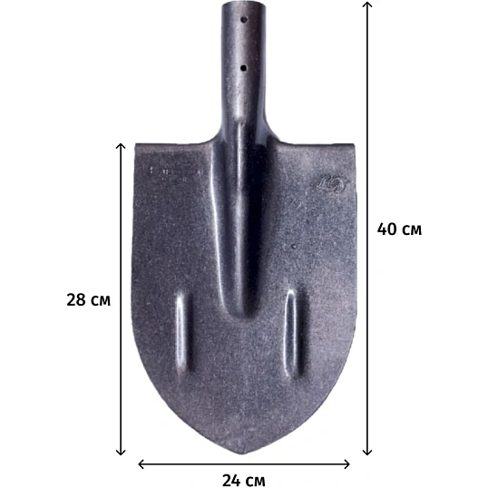 Лопата штык РусТрейд рельс сталь с рёбр жёст 28x24см без черенка (си-00015)