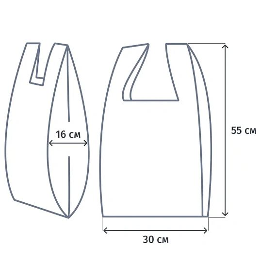 Пакет-майка ФА  30+16x55  25 мкм, ПНД, 100 шт./уп