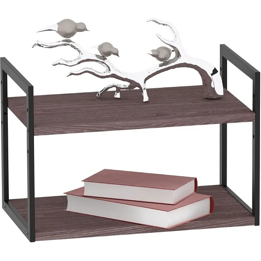 Полка TI_настен/настоль Комус Онега-6 250х450 мет чер/ЛДСП ясень анкор тем