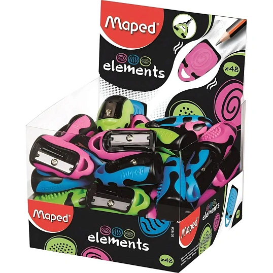 Точилка Maped ELEMENTS, 1 отверстие до 8 мм,пластик,ассорти,501600