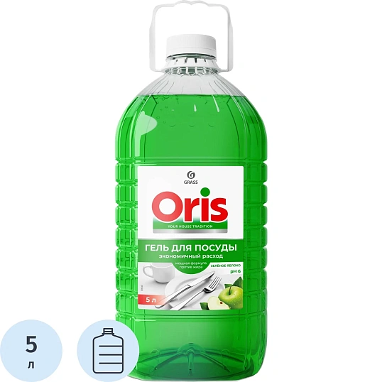 Средство для мытья посуды Grass/ORIS зеленое яблоко, 5л