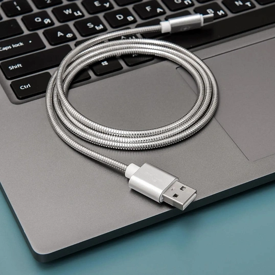 Кабель USB 2.0 - Micro USB, М/М, 1 м, металл, Rexant, сереб, 18-4241