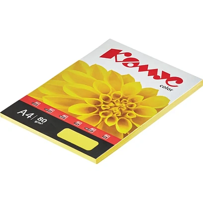 Бумага цветная Комус Color (лимон интенсив), 80г, А4, 100 л.