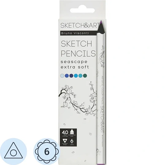 Карандаши цветные СКЕТЧ SKETCH&ARTУТОЛ.,4ММ,МОР.ПЕЙЗАЖ6,30-0118/08