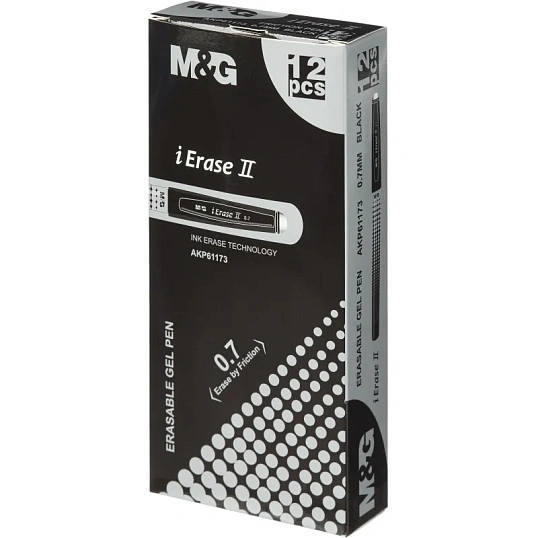 Ручка гелевая стираемая M&G iErase II шар0,7 лин 0,5мм черн AKP61173110700H