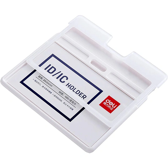 Бейдж Deli 8314 горизонт. без держат., вкладыш: 89x54мм, пластик, белый,1шт