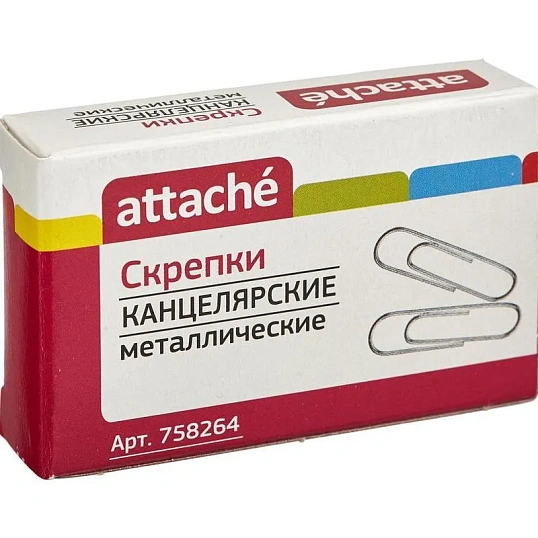 Скрепки Attache  металлические без. покрытия,28 мм, негофрирован.,100шт/уп