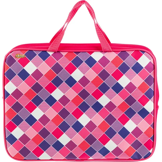 Папка для тетрадей  Клетка розов.А4,на молн.с ручками,75мм,ПМД-4-20