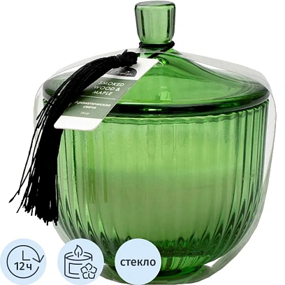 Свеча ароматическая SMOKED WOOD & MAPLE в стекле, Д95 Ш95 В112, YJC-28