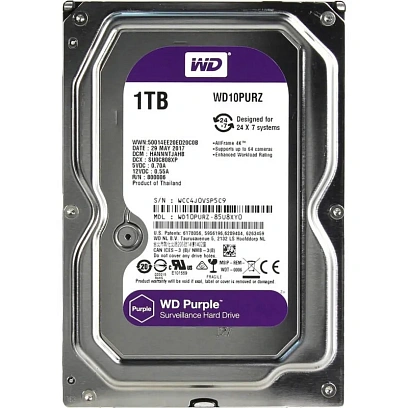 Жесткий диск Western Digital Purple 1Tb, SATA, 5400rpm, 64MB(WD10PURZ)