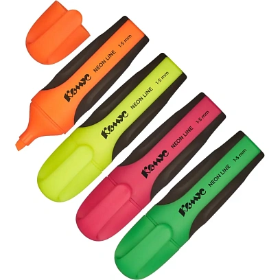 Набор текстовыделителей маркеров Комус Neon Line 1-5мм наб 4цв