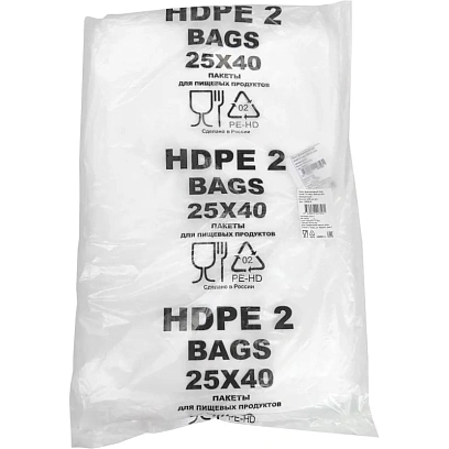 Пакет фасовочный ПНД 25х40 15 мкм 400 шт./уп, прозрачный