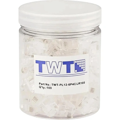 Коннектор RJ12 TWT TWT-PL12-6P4C/JR100 д/кабеля 4-ех конт 100шт/уп