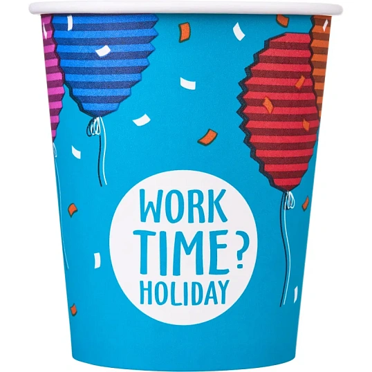 Стакан одноразовый бум односл. 250 мл d-80мм Time to work МИКС  50шт/уп