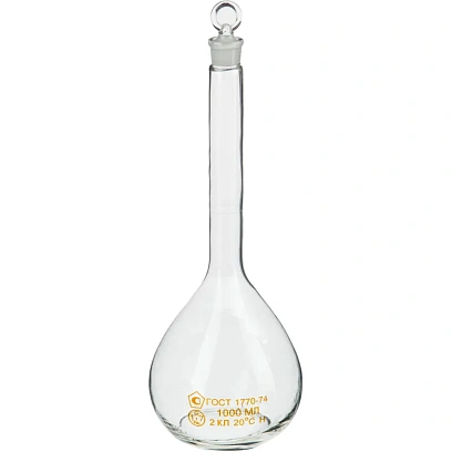 Колба мерная с прит.пр. 2-1000 ПМ,  ГОСТ 1770-74