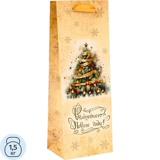 Пакет под бутылку 'Роскошная елка', 13x36x10 см   10523029 НГ