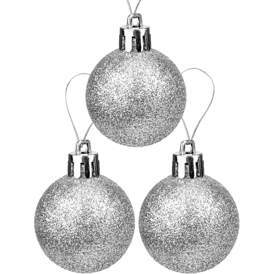 Набор шаров елочных 12 шт Чудеса, 4 см, серебряный с узором НУ-5623