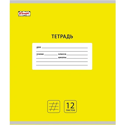 Тетрадь школьная А5 12 л. косая линия, Интенсив Желтый, 10шт/уп арт.1711055